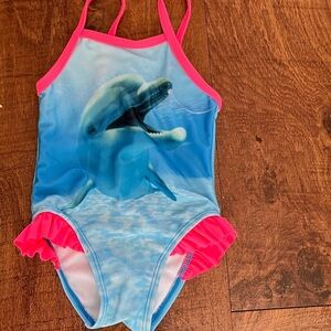 NWOT baby/toddler girl dolphin one piece swim bathing suit 9 months
